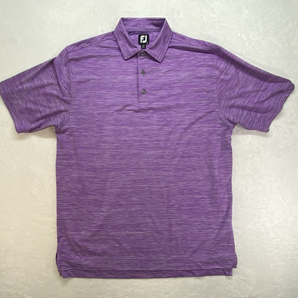 FootJoy Golf Polo shirt Men's Large Stripe Purple Polyester Blend Active‎